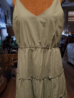 Sleeveless Sage Green Tiered Midi Dress - Casual Summer Style